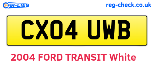 CX04UWB are the vehicle registration plates.