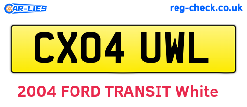 CX04UWL are the vehicle registration plates.
