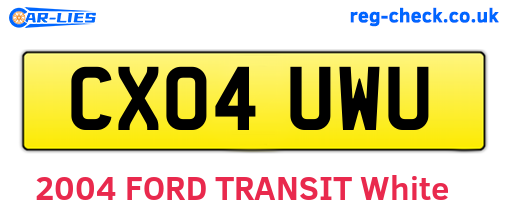 CX04UWU are the vehicle registration plates.