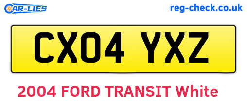CX04YXZ are the vehicle registration plates.