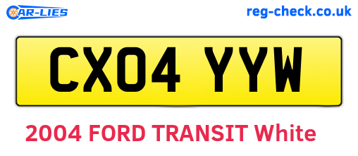 CX04YYW are the vehicle registration plates.
