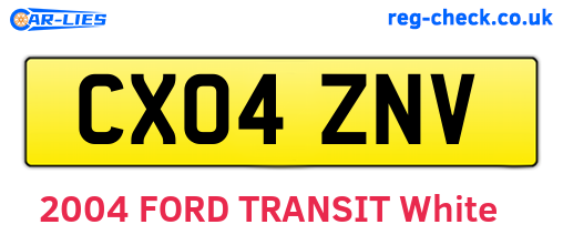 CX04ZNV are the vehicle registration plates.