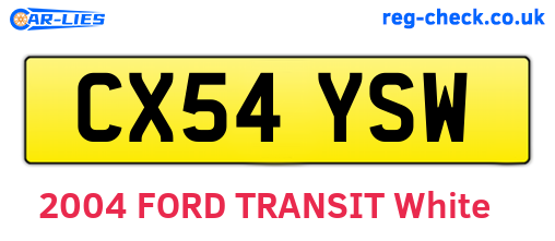 CX54YSW are the vehicle registration plates.
