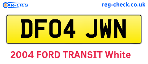 DF04JWN are the vehicle registration plates.