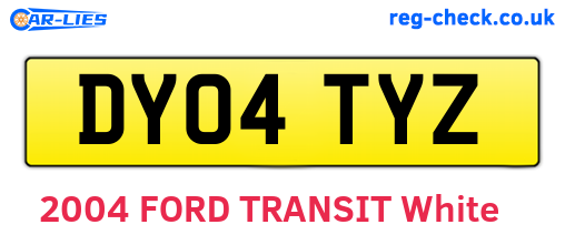 DY04TYZ are the vehicle registration plates.