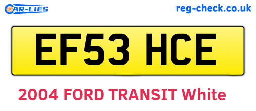 EF53HCE are the vehicle registration plates.