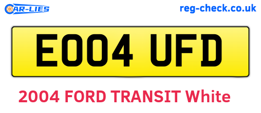 EO04UFD are the vehicle registration plates.