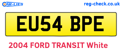 EU54BPE are the vehicle registration plates.