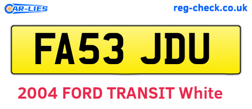 FA53JDU are the vehicle registration plates.