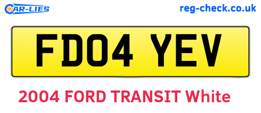 FD04YEV are the vehicle registration plates.
