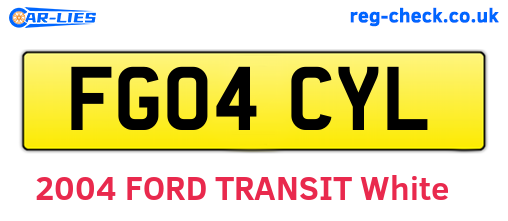 FG04CYL are the vehicle registration plates.
