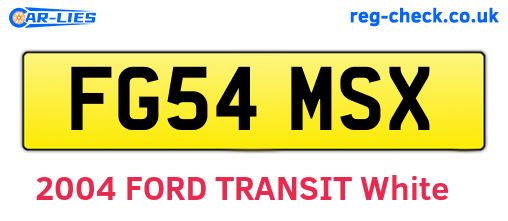 FG54MSX are the vehicle registration plates.