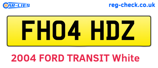 FH04HDZ are the vehicle registration plates.
