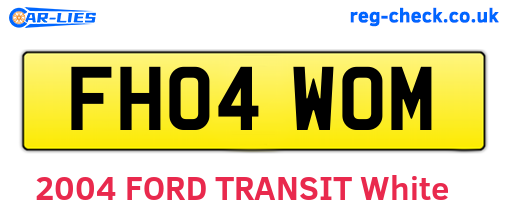 FH04WOM are the vehicle registration plates.