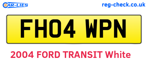 FH04WPN are the vehicle registration plates.