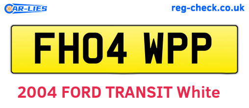 FH04WPP are the vehicle registration plates.