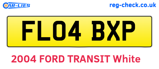 FL04BXP are the vehicle registration plates.