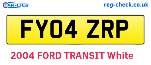 FY04ZRP are the vehicle registration plates.