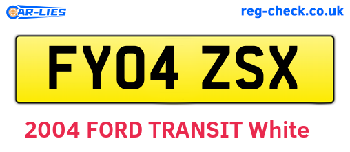 FY04ZSX are the vehicle registration plates.