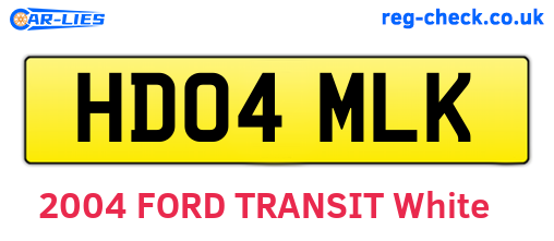 HD04MLK are the vehicle registration plates.