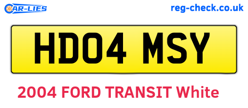 HD04MSY are the vehicle registration plates.