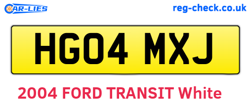 HG04MXJ are the vehicle registration plates.