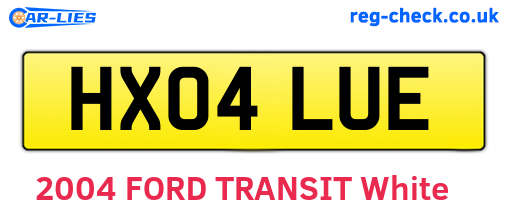 HX04LUE are the vehicle registration plates.