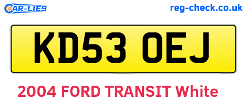 KD53OEJ are the vehicle registration plates.