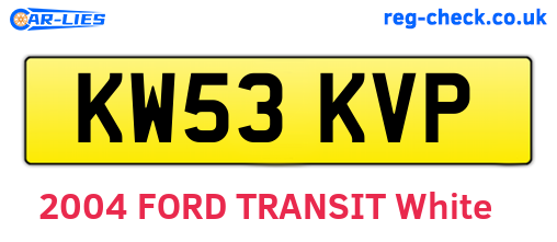 KW53KVP are the vehicle registration plates.