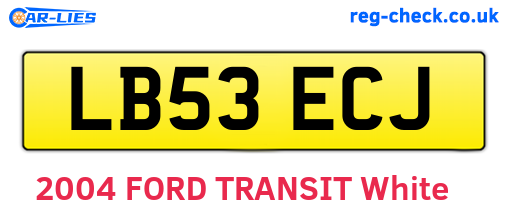 LB53ECJ are the vehicle registration plates.
