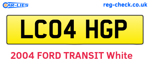 LC04HGP are the vehicle registration plates.