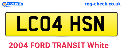 LC04HSN are the vehicle registration plates.