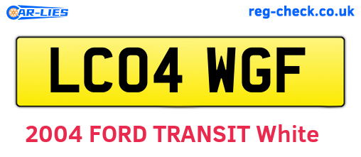 LC04WGF are the vehicle registration plates.