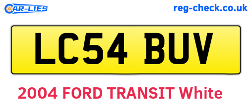 LC54BUV are the vehicle registration plates.