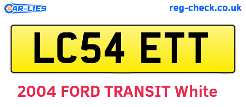 LC54ETT are the vehicle registration plates.