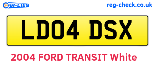 LD04DSX are the vehicle registration plates.