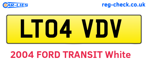LT04VDV are the vehicle registration plates.