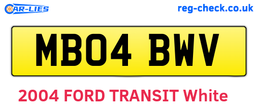 MB04BWV are the vehicle registration plates.