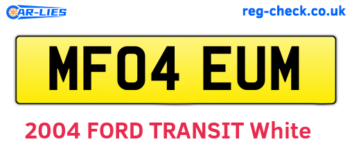 MF04EUM are the vehicle registration plates.