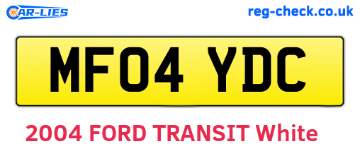 MF04YDC are the vehicle registration plates.