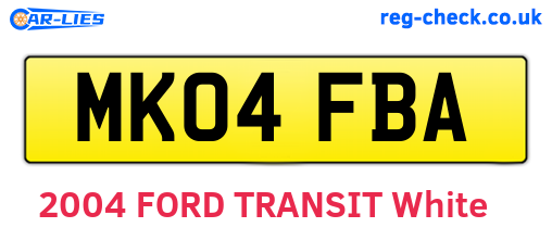 MK04FBA are the vehicle registration plates.