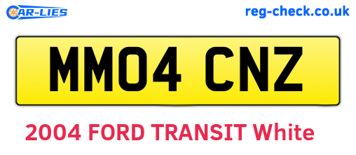MM04CNZ are the vehicle registration plates.