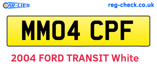 MM04CPF are the vehicle registration plates.