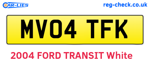 MV04TFK are the vehicle registration plates.