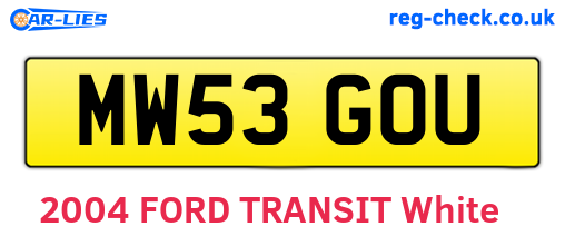 MW53GOU are the vehicle registration plates.
