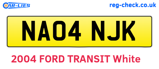 NA04NJK are the vehicle registration plates.