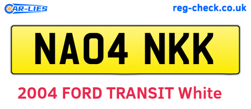 NA04NKK are the vehicle registration plates.