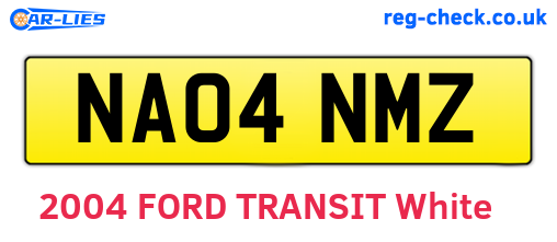 NA04NMZ are the vehicle registration plates.
