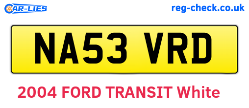 NA53VRD are the vehicle registration plates.