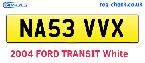 NA53VVX are the vehicle registration plates.